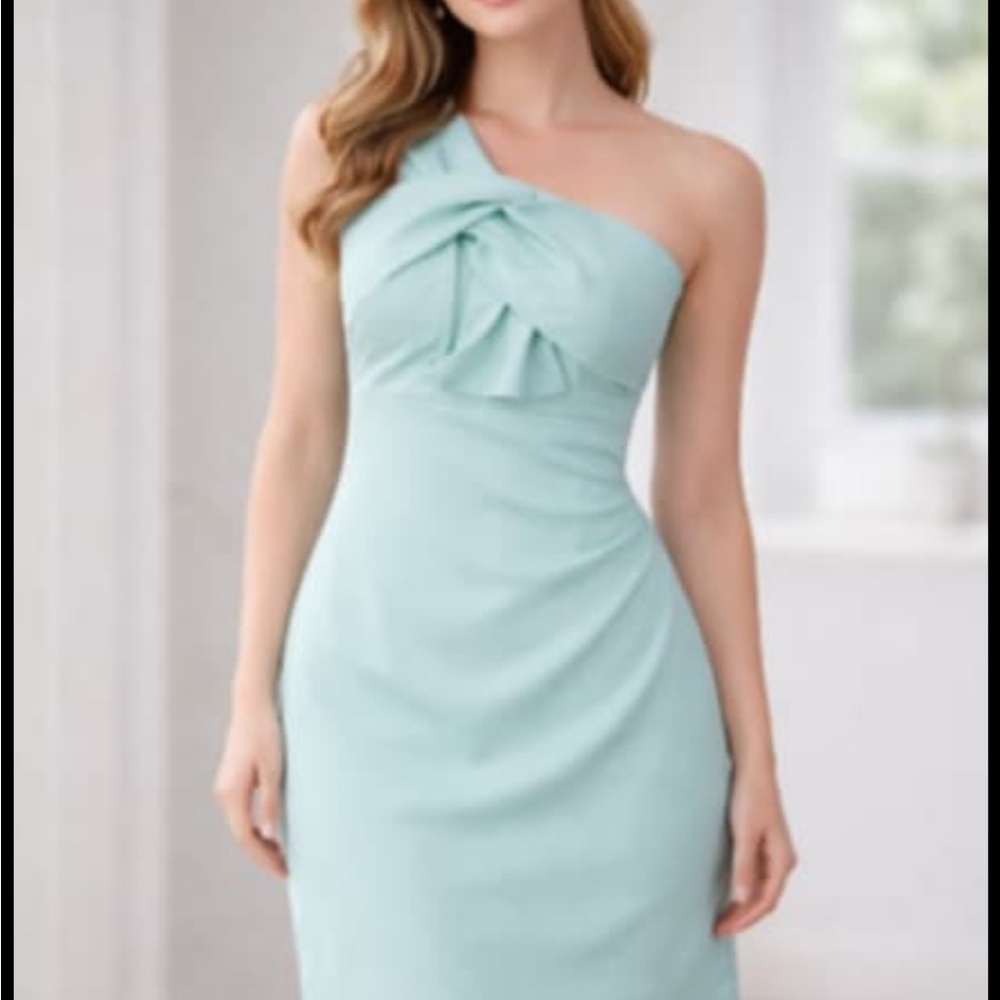 Elegant One-Shoulder Mint Dress